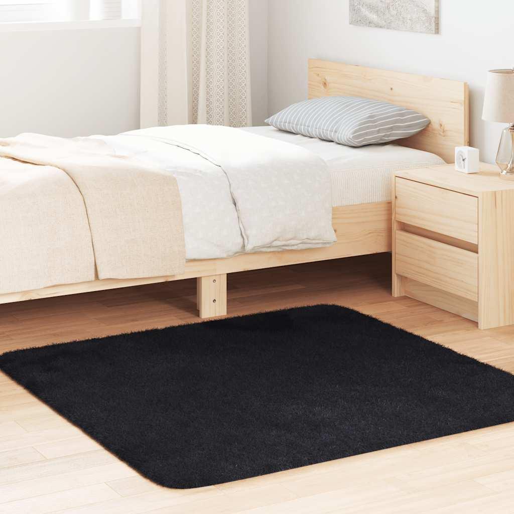 Shaggy gulvtæppe NAVARRA 120x120 cm høje luv polyester sort