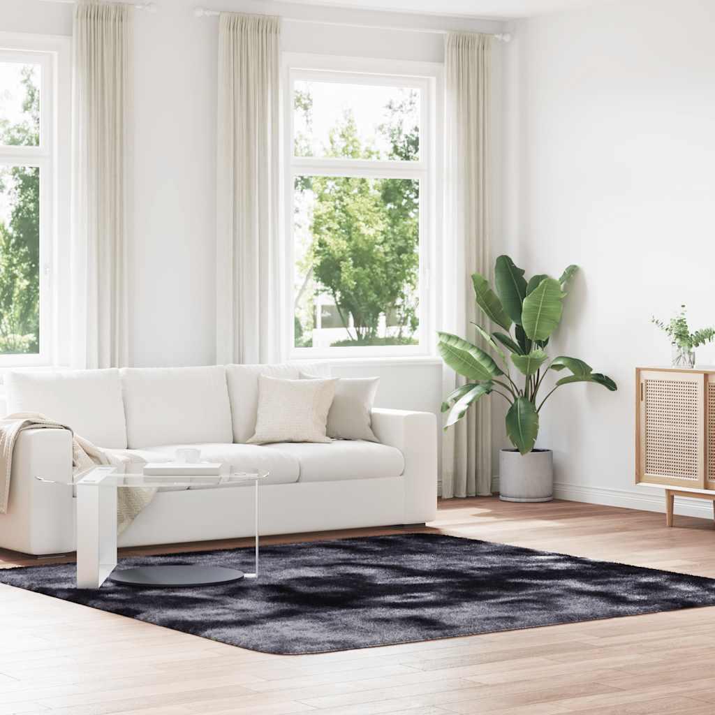 Shaggy gulvtæppe NAVARRA 240x240 cm høje luv polyester mørkegrå