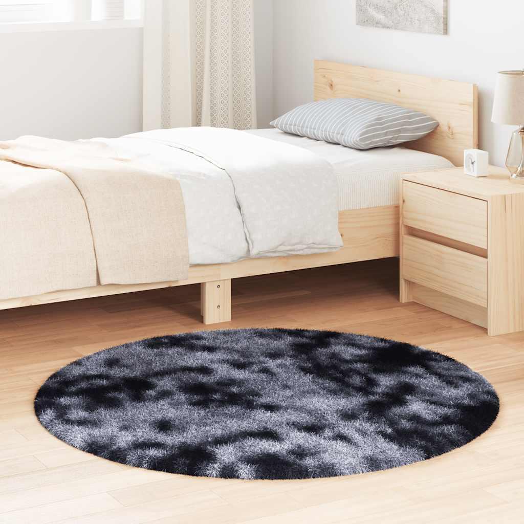 Shaggy Gulvtæppe Navarra Høje Luv Polyester Mørkegrå - Rund / 120 x 120 cm