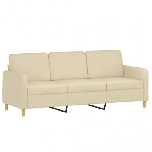 3-personers sofa med fodskammel i stof - cremefarvet, 198 cm