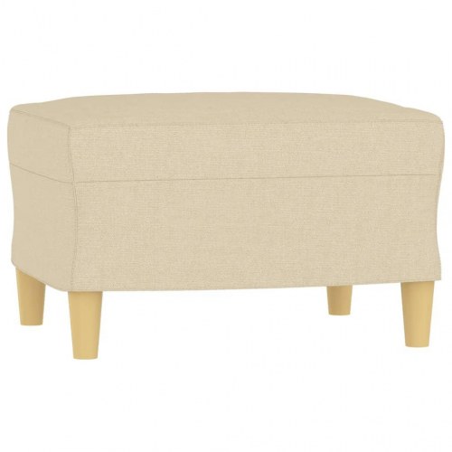 3-personers sofa med fodskammel i stof - cremefarvet, 198 cm