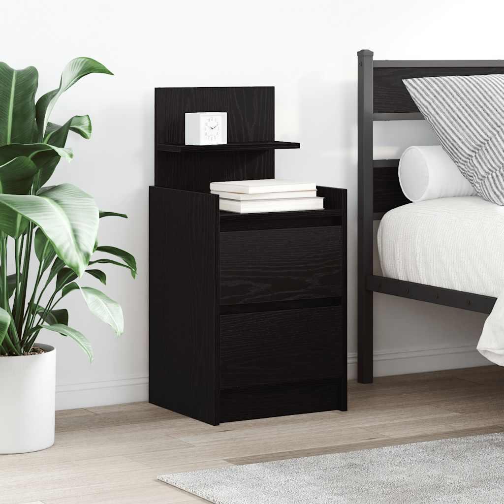 Sengebord med 2 skuffer 38x34x80 cm sort