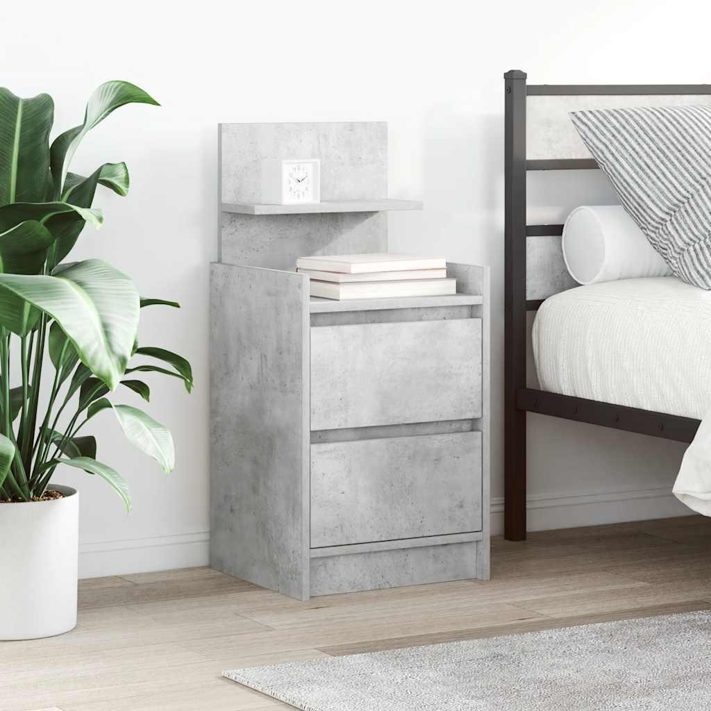 Sengeborde med 2 skuffer 2 stk. 38x34x80 cm betongrå