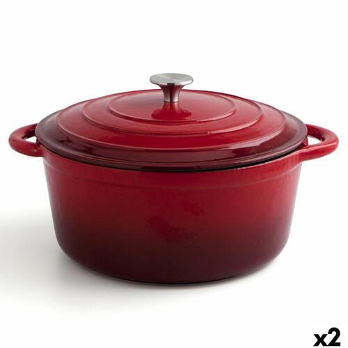 Gryde Med Låg Bidasoa Fierro Rød Ø 28 cm 6 L (2 enheder)
