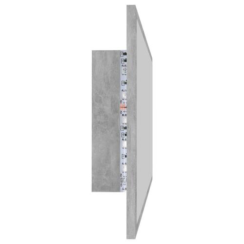 Badeværelsesspejl med LED-lys 90x8,5x37 cm akryl betongrå