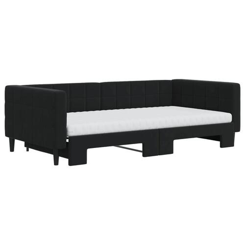Daybed med udtræk og madras 100x200 cm velour sort
