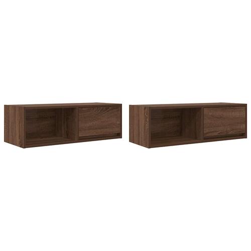 Tv-borde 2 stk. 80x31x25,5 cm konstrueret træ brunt egetræ