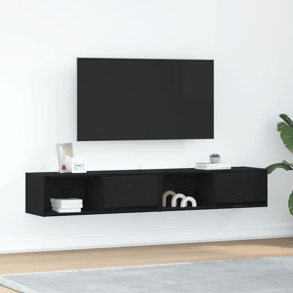 Tv-borde 2 stk. 80x31x25,5 cm konstrueret træ sort egetræsfarve