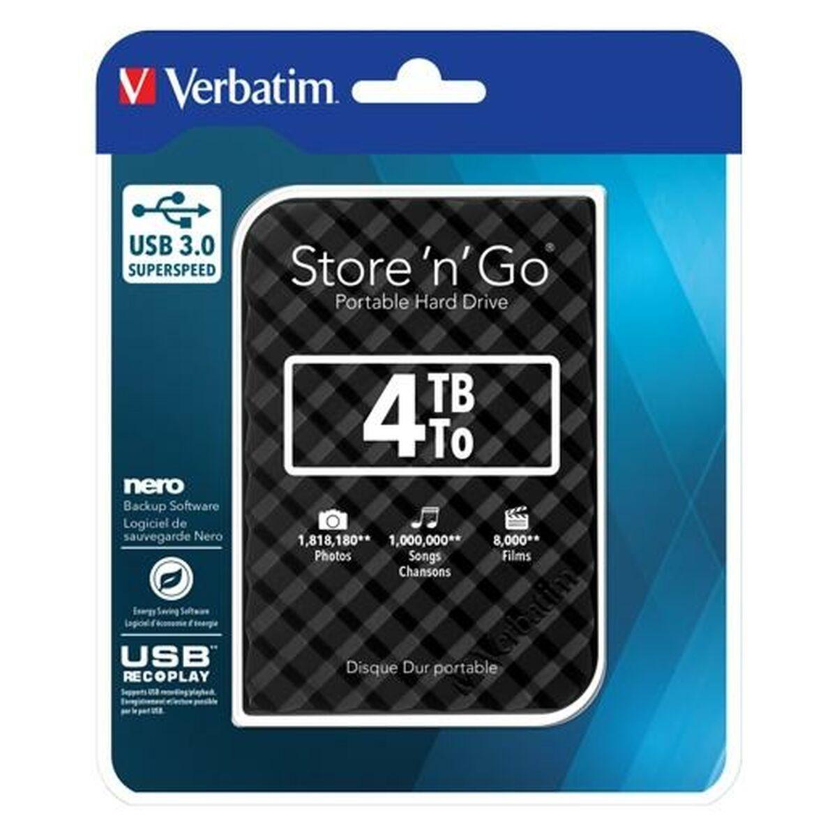 Verbatim Store 'n' Go ekstern harddisk 4 TB USB 3.0 - sort