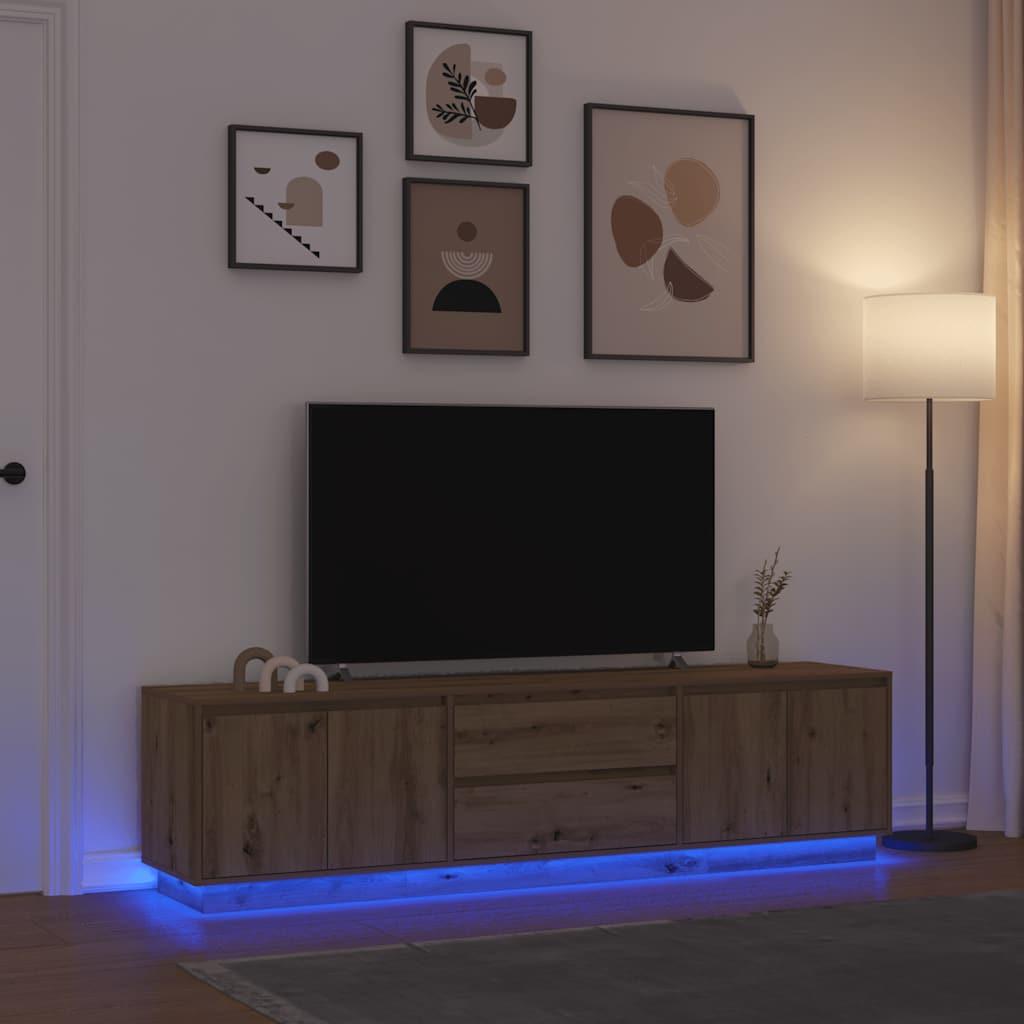 Tv-bord med LED-lys - 193,5 × 41 × 50 cm, kunsteg