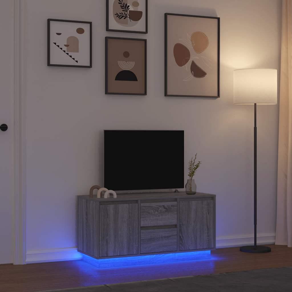 Sengebord Med Led-Lys 100X41X50 Cm - 100 cm / Grå sonoma-eg