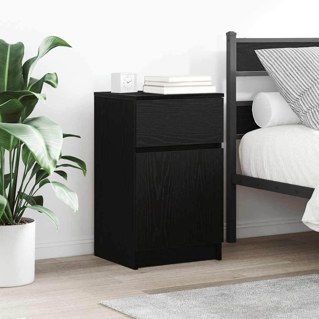 Sengeborde 2 stk. - 39 × 35 × 65 cm i konstrueret træ, sort
