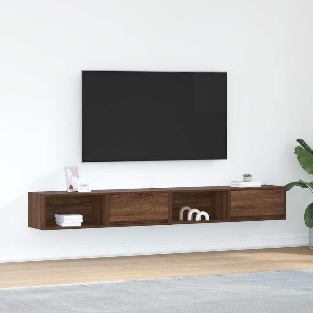 Tv-borde 2 stk. 100x31x25,5 cm konstrueret træ brunt egetræ