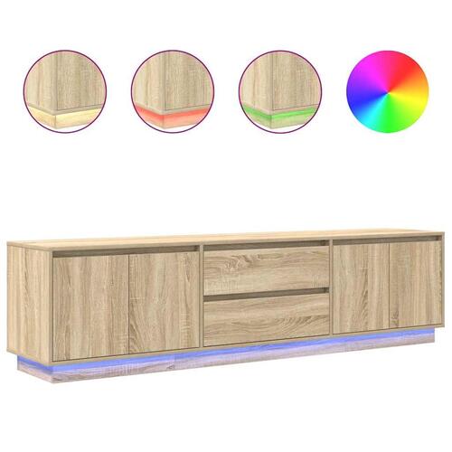 Tv-bord med LED-lys 193,5x41x50 cm sonoma-eg