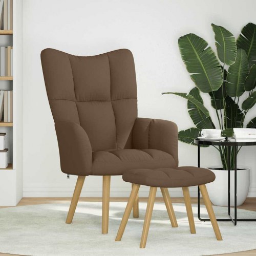 Lænestol med fodskammel Stof brun