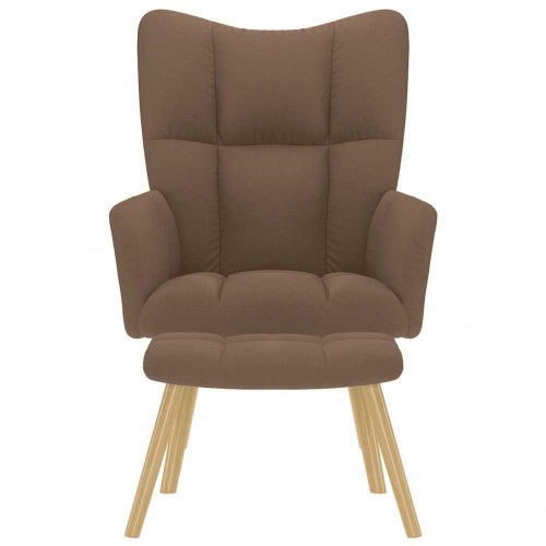 Lænestol med fodskammel Stof brun