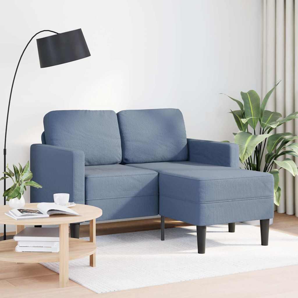 2 Personers Sofa Med Chaiselong L Formet 125 Cm Linned Blå