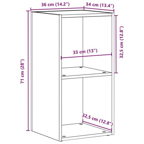 LP-opbevaringsboks 71x34x36 cm konstrueret træ sort-eg