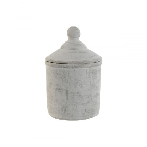 Vase i grå cement - orientalsk design, 19 × 19 × 31 cm