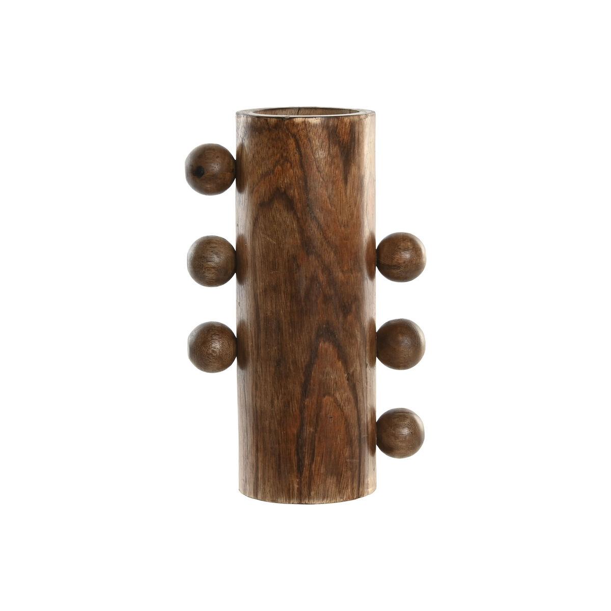 Vase i mangotræ med kugledetaljer - 10 × 10 × 28 cm