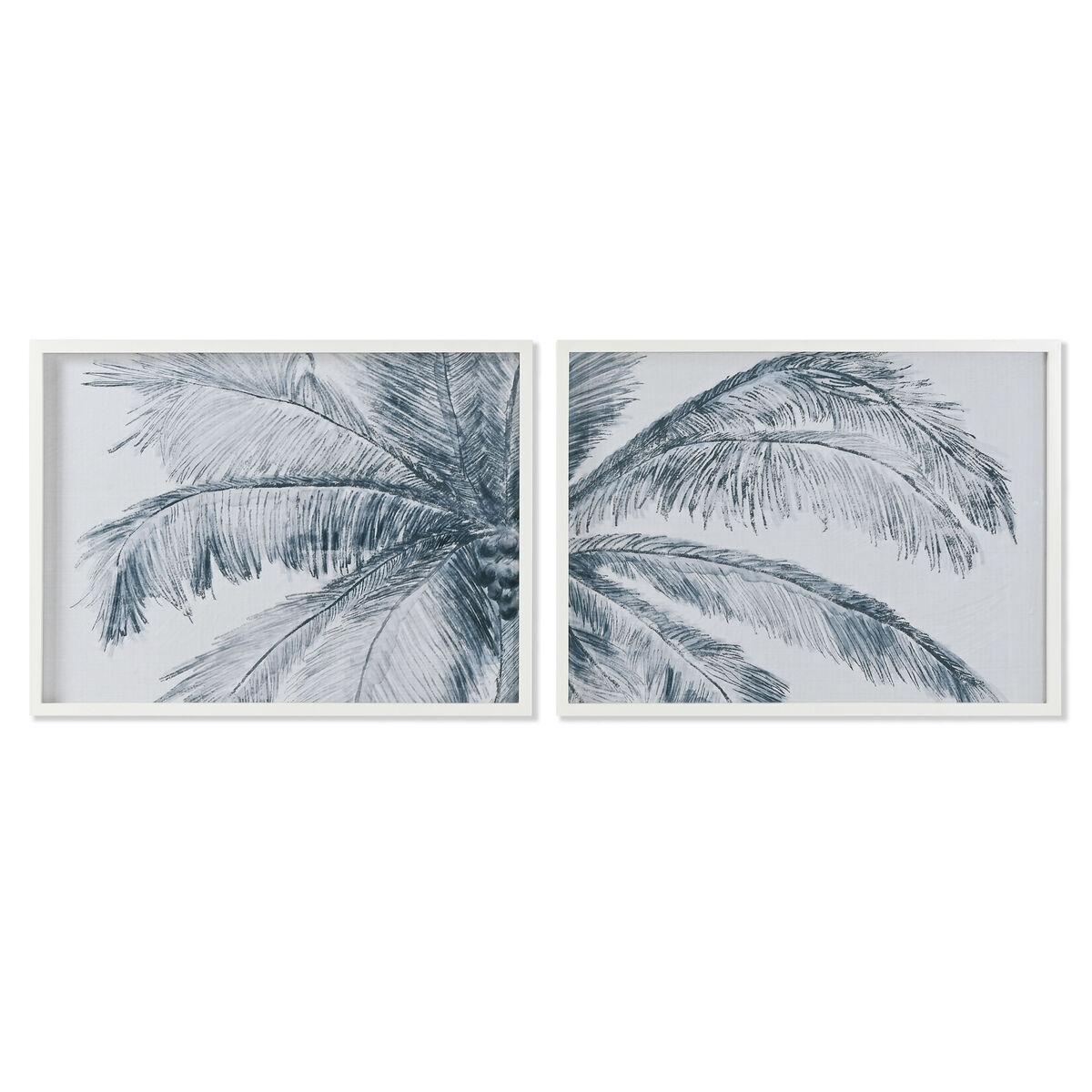 Maleri Home Esprit Blå Hvid Palmer Middelhavet 80 X 2 X 60 Cm 2 Enheder