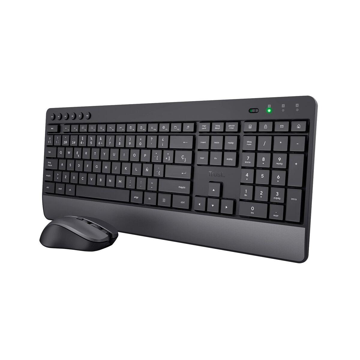 Tastatur Og Mus Trust Trezo Sort Spansk Qwerty