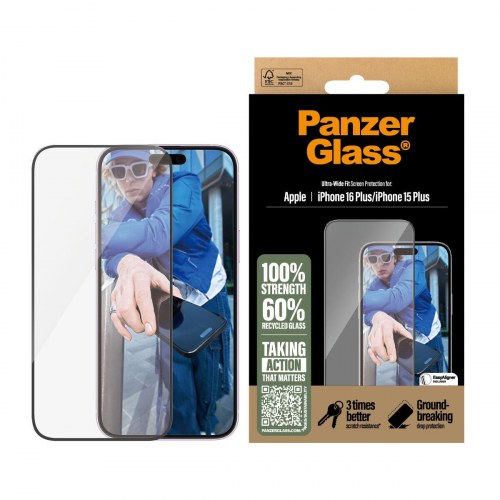 Skærmbeskyttelse glas til iPhone 16 Plus/15 Plus - PanzerGlass