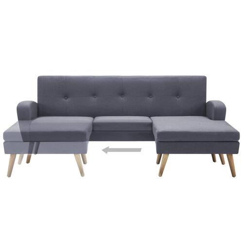 Chaiselong sofa i stofbetræk 186 x 136 x 79 cm lysegrå