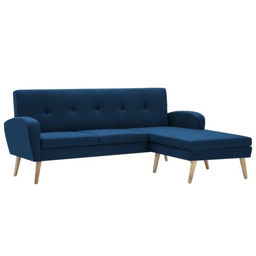 Chaiselong sofa i stofbeklædning 186 x 136 x 79 cm blå