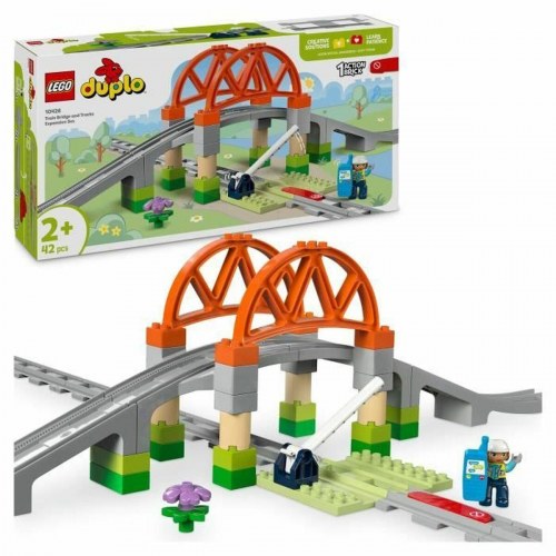 LEGO DUPLO 10426 Togbro og skinner - byggelegetøj til børn 2+