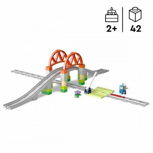 LEGO DUPLO 10426 Togbro og skinner - byggelegetøj til børn 2+