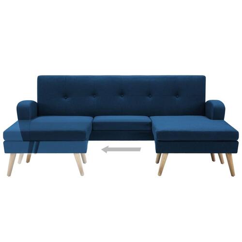 Chaiselong sofa i stofbeklædning 186 x 136 x 79 cm blå