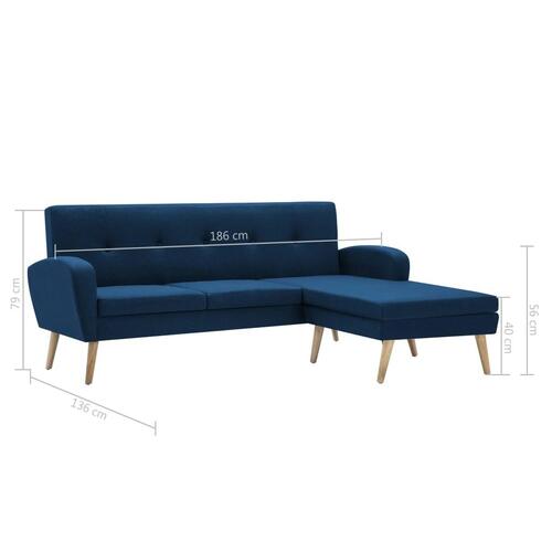 Chaiselong sofa i stofbeklædning 186 x 136 x 79 cm blå