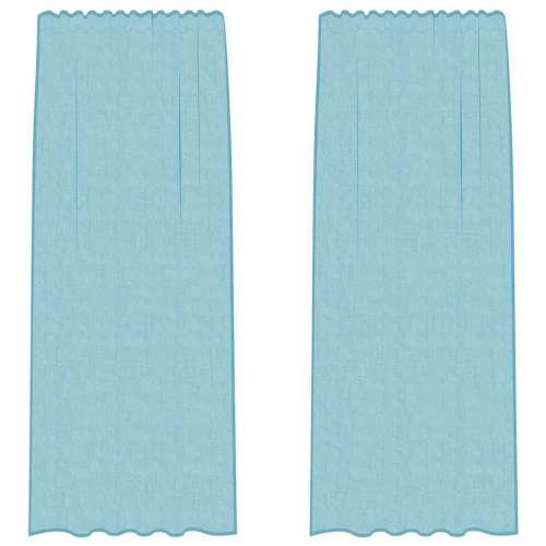 Voile-gardiner med løkker, 2 stk., 140×245 cm - turkis