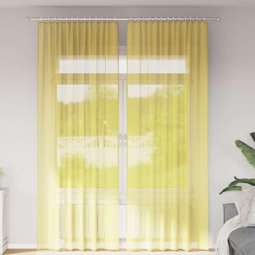 Voile-gardiner med løkker, 2 stk. - 140 × 260 cm, gul