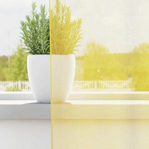 Voile-gardiner med løkker, 2 stk., 140 × 175 cm - gul