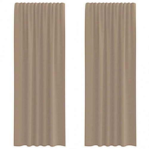 Voile-gardiner med løkker, 2 stk., 140×260 cm - lysebrun