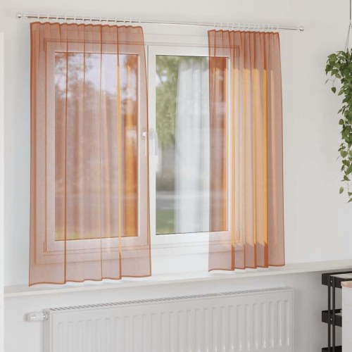 Voile-gardiner med løkker 2 stk. 140×175 cm - terrakotta