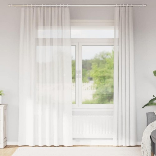 Voile-gardiner med løkker, 2 stk. 140×245 cm - hvid