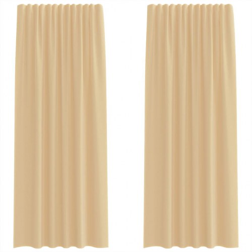 Voile-gardiner med løkker, 2 stk., 140×225 cm - sandfarvet