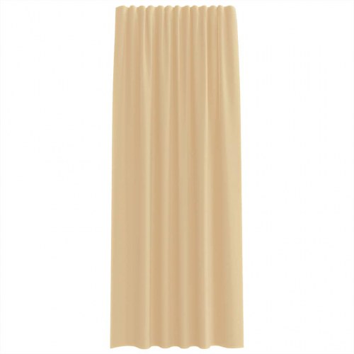 Voile-gardiner med løkker, 2 stk., 140×225 cm - sandfarvet