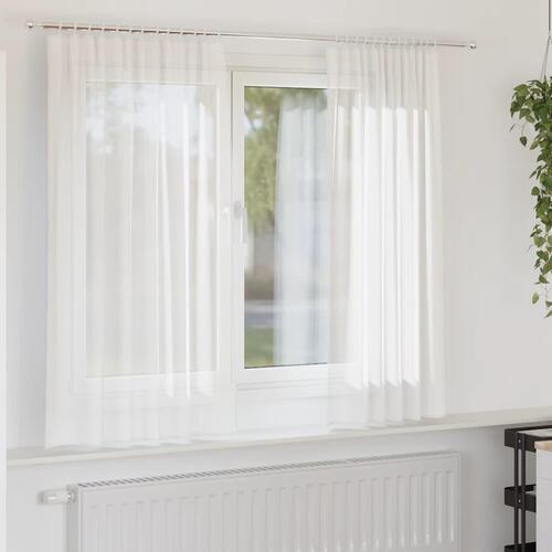 Voile-gardiner med løkker 2 stk. 140x140 cm hvid