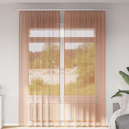Voile-gardiner med løkker, 2 stk., 140×260 cm - terrakotta