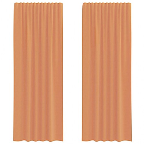 Voile-gardiner med løkker, 2 stk., 140×260 cm - terrakotta