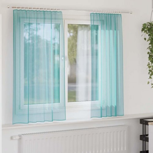 Voile-gardiner med løkker, 2 stk., 140 × 175 cm - turkis