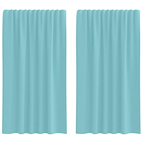 Voile-gardiner med løkker, 2 stk., 140 × 175 cm - turkis