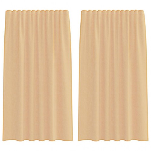 Voile-gardiner med løkker - 2 stk. 140×175 cm, sandfarvet