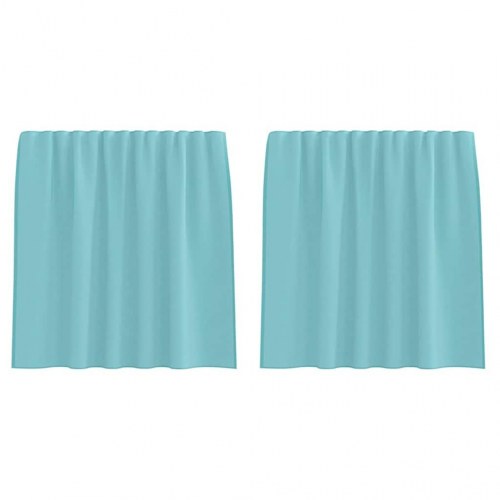 Voile-gardiner med løkker - 2 stk. 140 × 140 cm, turkis