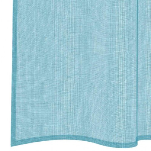Voile-gardiner med løkker - 2 stk. 140 × 140 cm, turkis