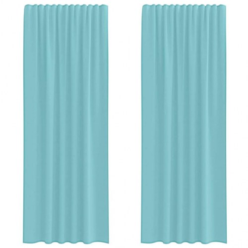 Voile-gardiner med løkker, 2 stk. - 140×260 cm, turkis